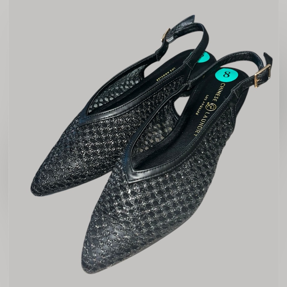 *new* Chinese Laundry Black Mesh Slingback Flats - Picture 7 of 10